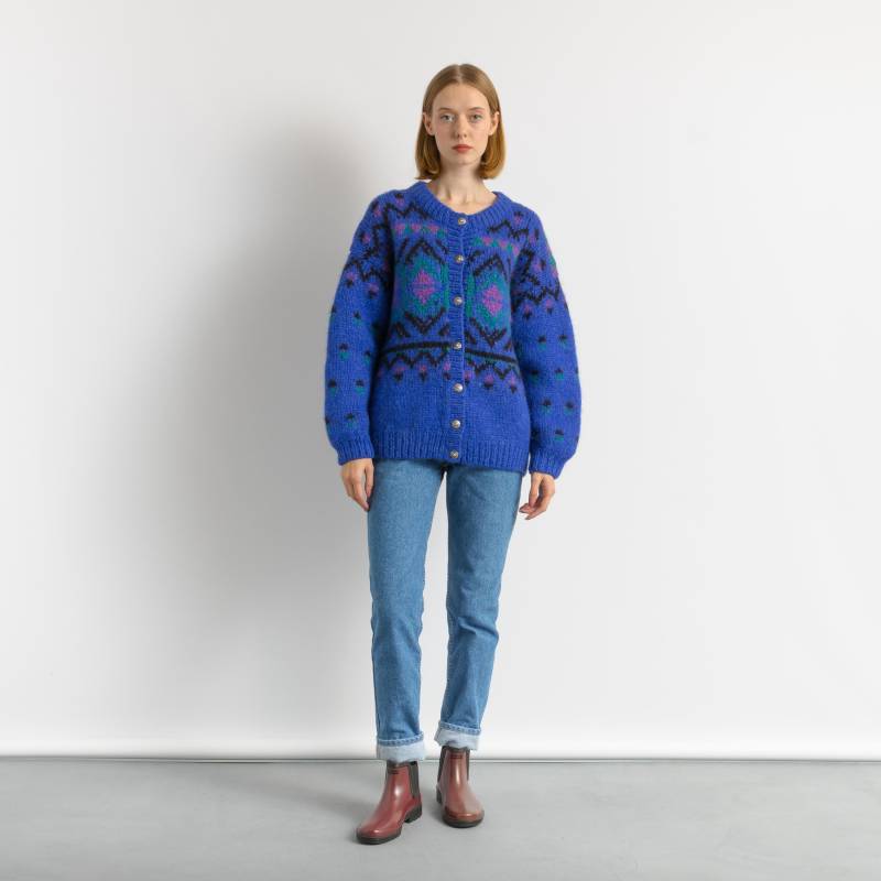 80Er Vintage Norwegen Strickmode Abstraktes Ornament Wollpullover/Damen Fair Isle Größe Groß von MoodGirlsUA