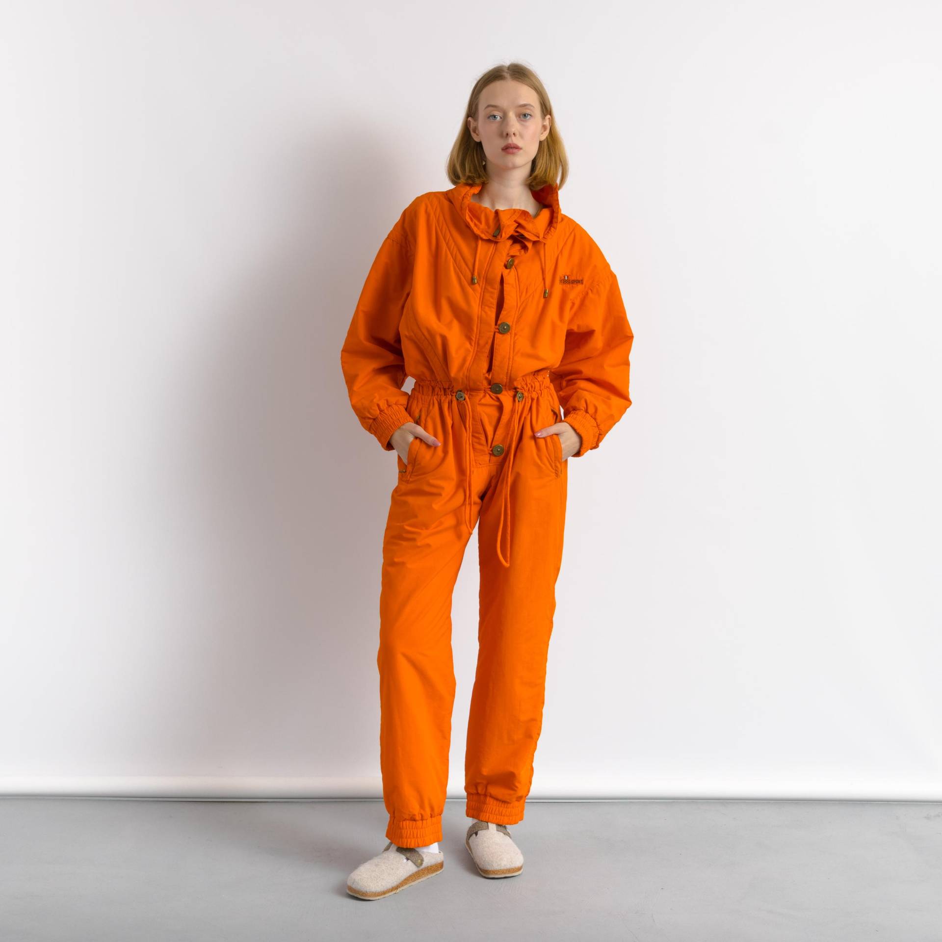 80Er Vintage Vtg Seltener Cerruti Sport Winter Skigürtel Ohne Kapuze Gefüttert Orange Mit Kordelzug Taille Overalls 2591 von MoodGirlsUA