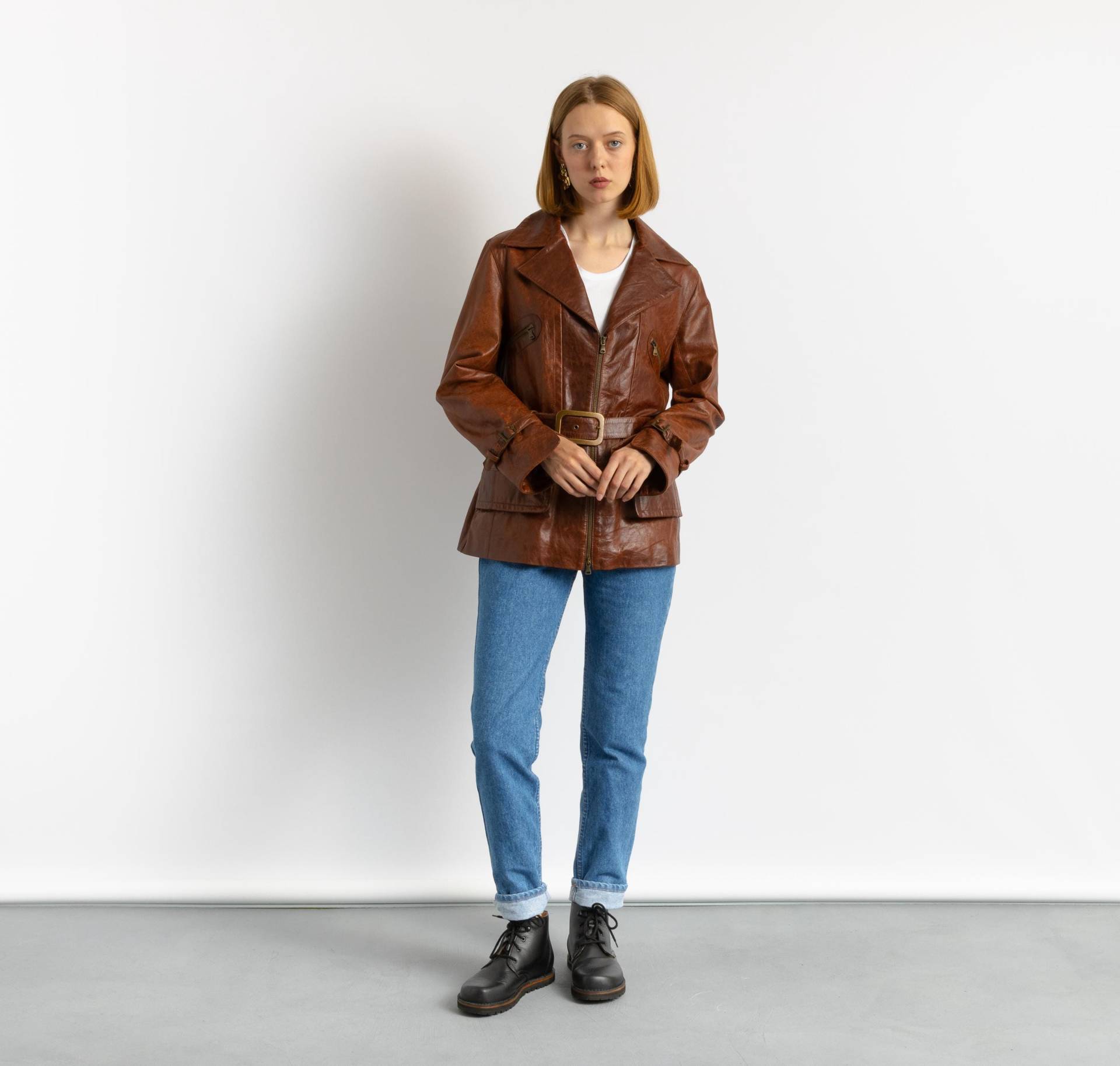 80Er Vintage Vtg Seltener Leder Gefütterter Entspannter Blazer Biker Outwear Herbstjacke Freundin Geschenk Jacke Größe Small Medium von MoodGirlsUA