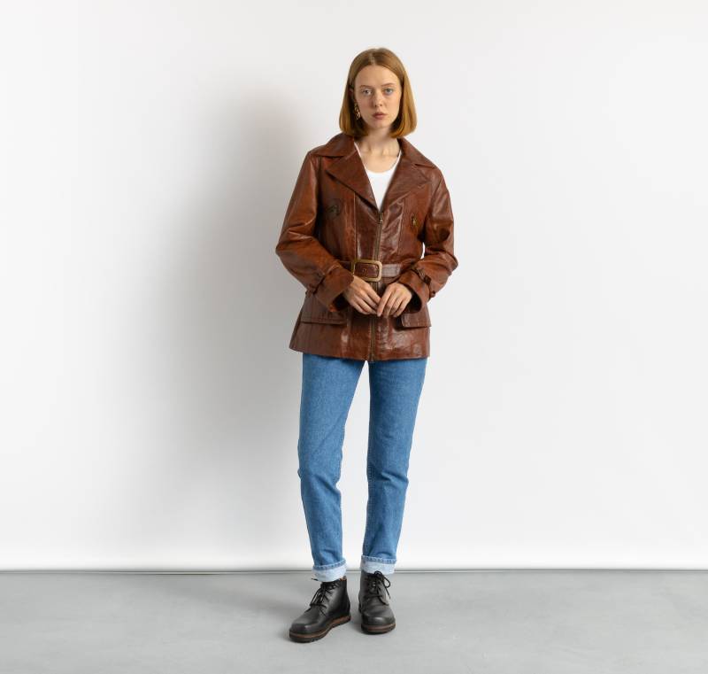 80Er Vintage Vtg Seltener Leder Gefütterter Entspannter Blazer Biker Outwear Herbstjacke Freundin Geschenk Jacke Größe Small Medium von MoodGirlsUA