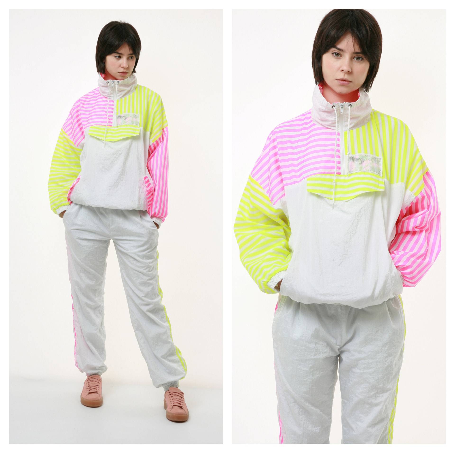 80Er Vintage Vtg Seltenes Abstraktes Muster Anorak Anzug Sportanzug All in One Shell Jacke Und Hose Sportswear 2646 Größe S Girflriend Geschenk von MoodGirlsUA