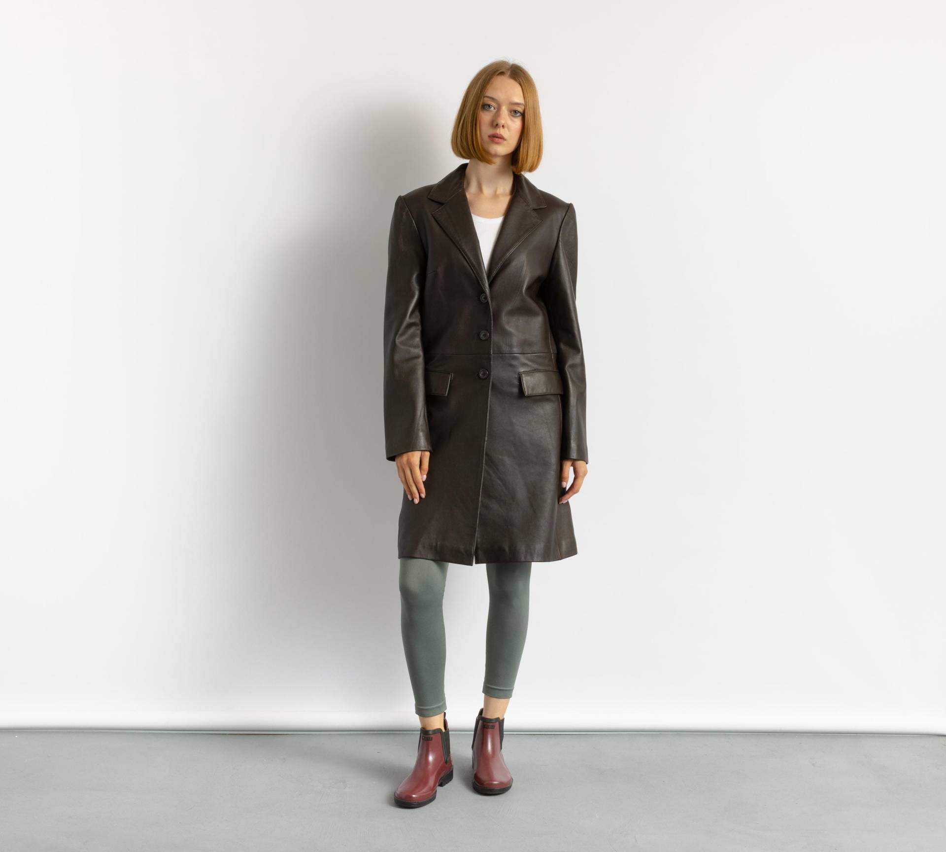 80Er Vintage Vtg Seltenes Braunes Leder Gefüttert Oversized Trench Outwear Herbstmantel Freundin Geschenk Mantel Gr. S M von MoodGirlsUA