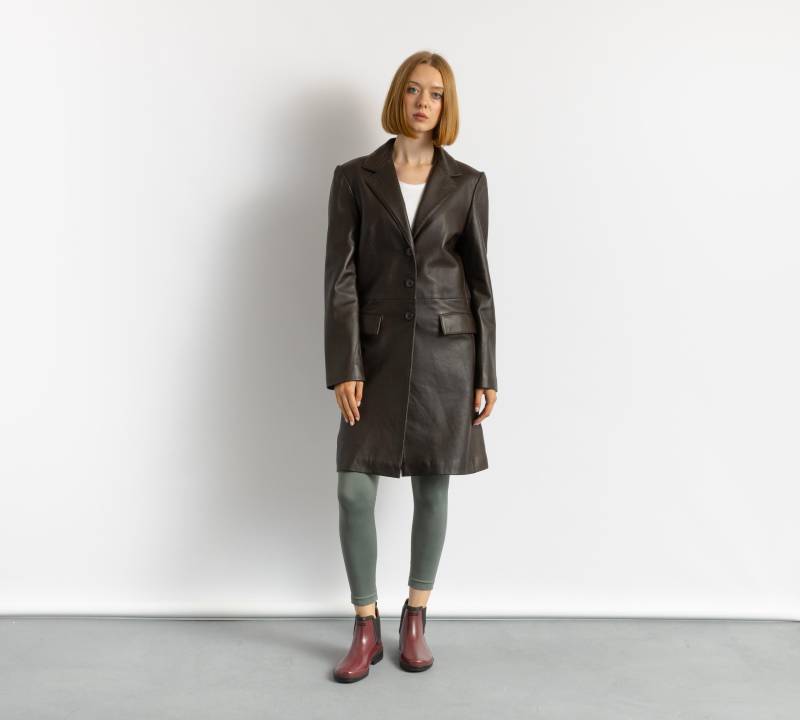 80Er Vintage Vtg Seltenes Braunes Leder Gefüttert Oversized Trench Outwear Herbstmantel Freundin Geschenk Mantel Gr. S M von MoodGirlsUA