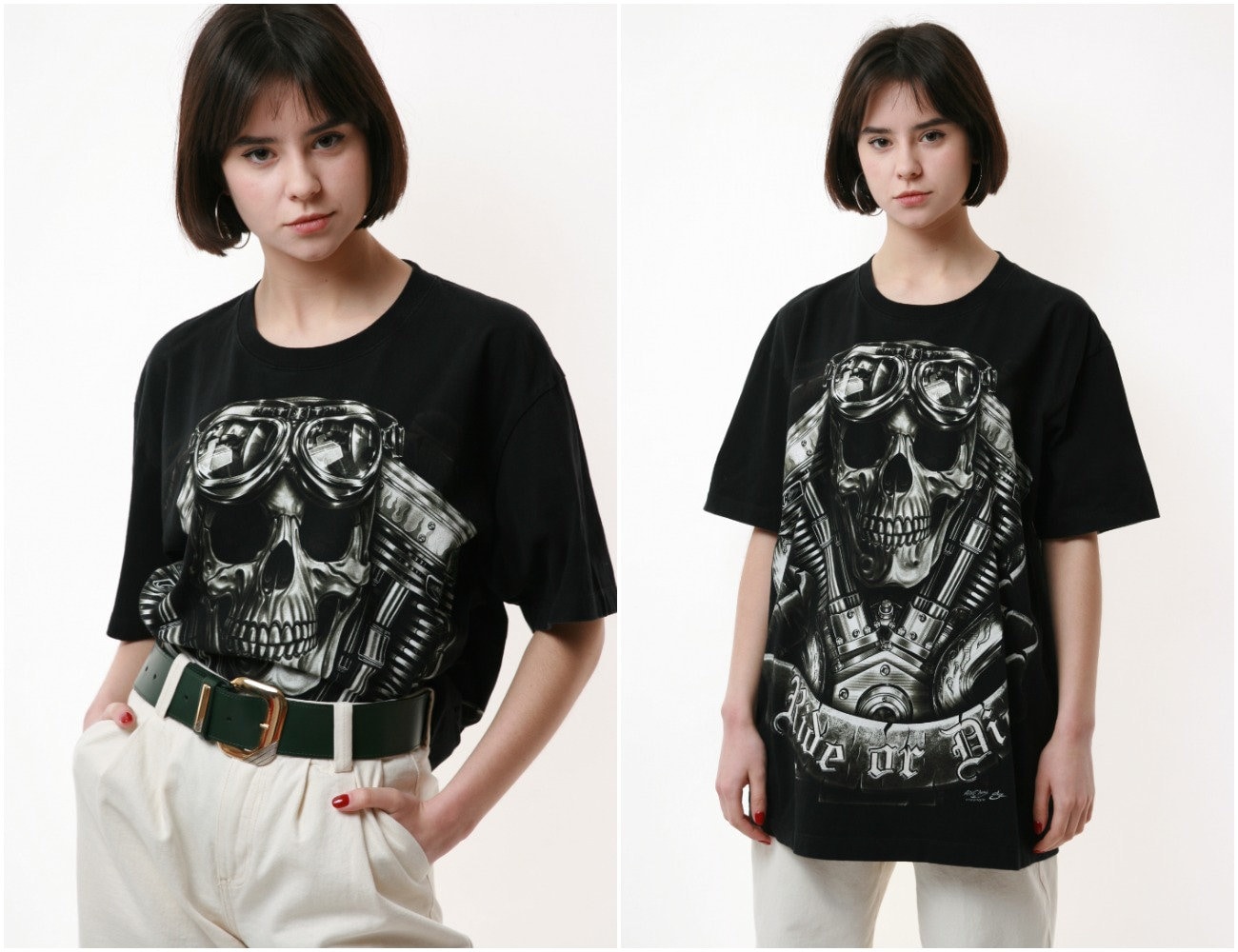 90Er Jahre Seltene Rock Rocker Schädel Skelett Vintage Oldschool Grafik Druck Herren Kleidung Logo Kurze Ärmel Freundin Geschenk T-Shirt 13170 von MoodGirlsUA