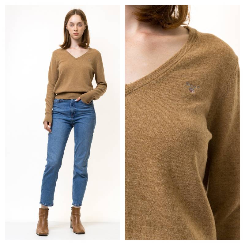 90Er Jahre Vintage Gant Braun Lässiger Pullover Aus 100 % Reiner Wolle Geschenk Damenmode Kleidung Größe Medium von MoodGirlsUA