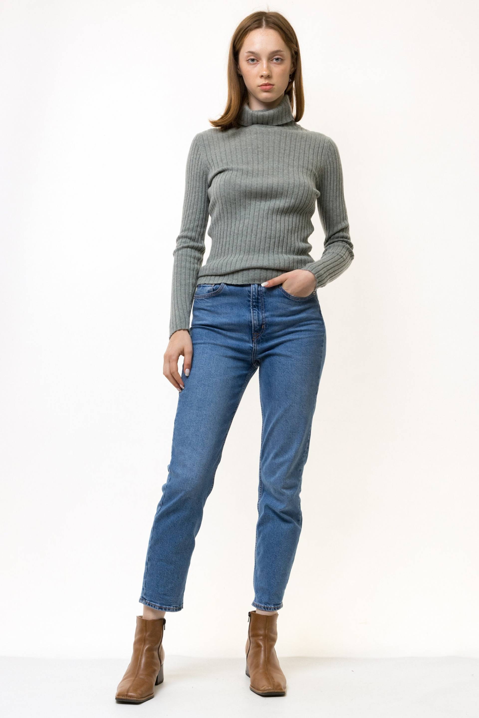 90Er Jahre Vintage Grau Lässiger Kaschmir Rollkragenpullover Pullover Strickjacke Freundin Geschenk Damenmode Kleidung von MoodGirlsUA