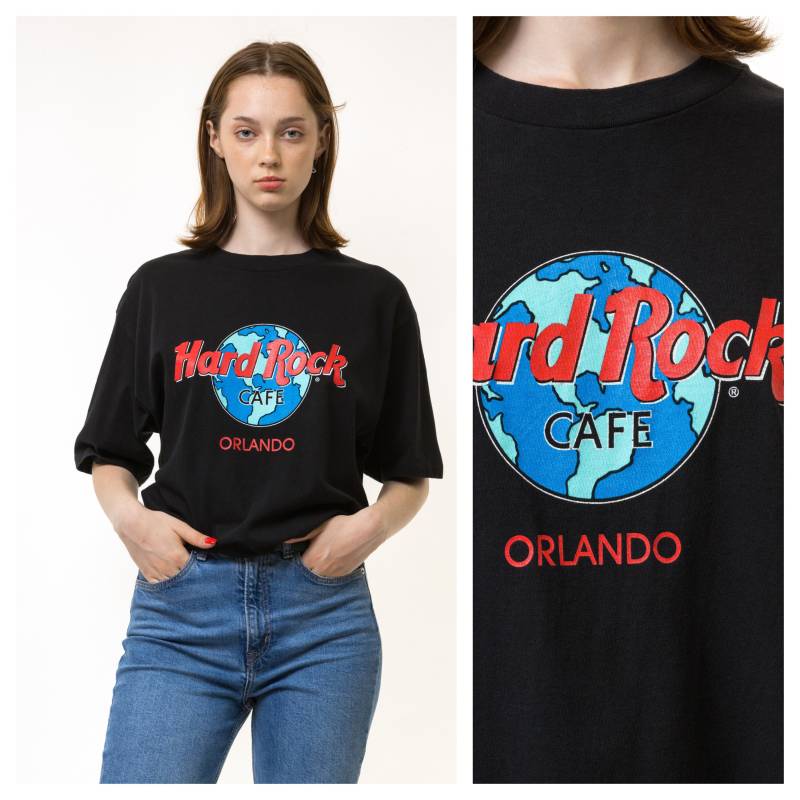 90Er Jahre Vintage Hard Rock Cafe Orlando T-Shirt I Unisex Grafikdruck - Herren Groß | Schwarzes Vintage-T-Shirt Mit von MoodGirlsUA