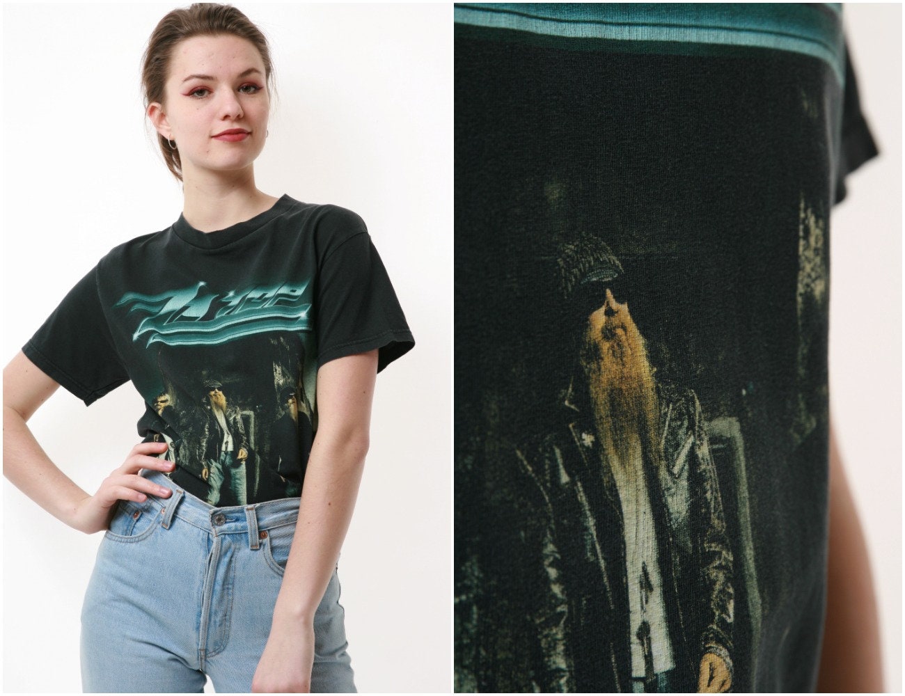 90Er Jahre Vintage Oldschool Zz Top Grafik Baumwolle T-Shirt 16826 von MoodGirlsUA