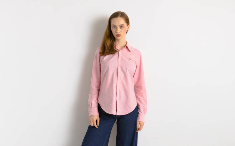 90Er Jahre Vintage Ralph Lauren Pink Logo Langarm Button Up Damen Shirt in Größe 10/ von MoodGirlsUA