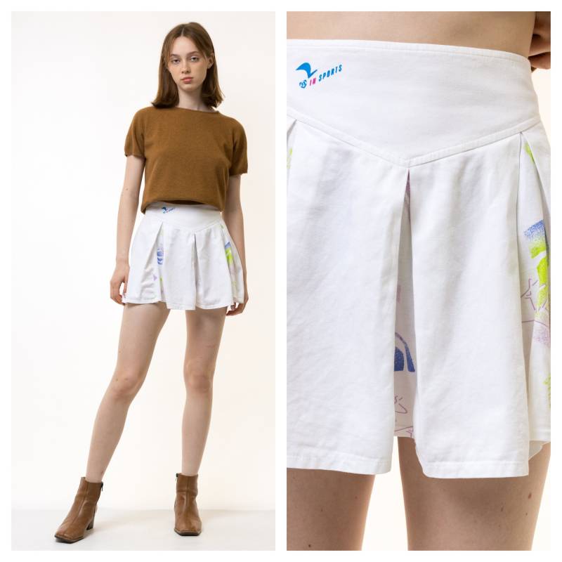 90Er Jahre Vintage Vtg Seltene Weiße Baumwolle Hoch Taillierte Puma Kurzen Rock Grunge-stil Freundin Geschenk/Frau Kleidung von MoodGirlsUA