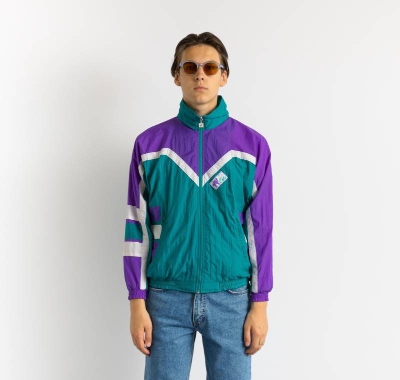 90Er Retro Katzen Abstrakt Herren Mehrfarbig | Sommer Vintage Shelljacke Leicht Festival Rave 80Er Sporttop Klein von MoodGirlsUA