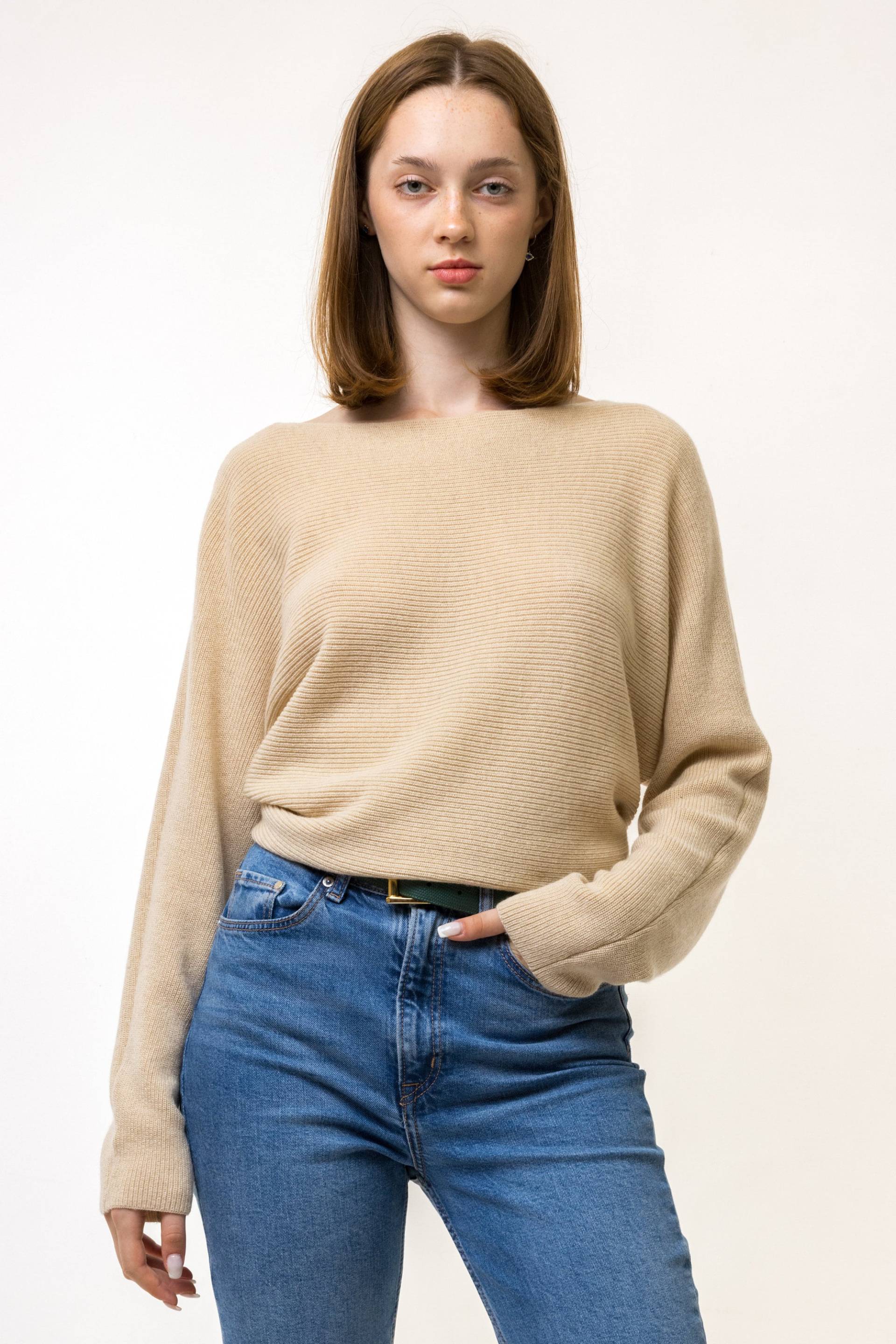 90Er Vintage Beige Lässiger Kaschmir Und Merinowolle Lana Pullover Cardigan Freundin Geschenk Damenmode Kleidung von MoodGirlsUA