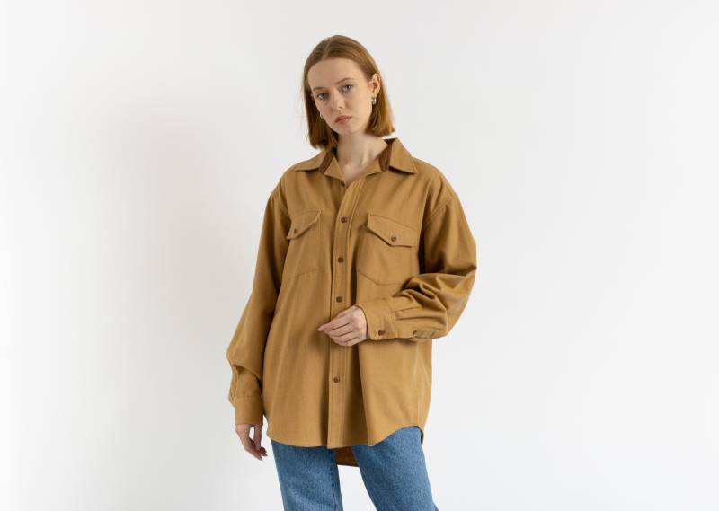 Vintage-Hemd Aus Brauner Wolle Von Gap Den 90Er-Jahren, Langärmelig, Mit Knöpfen, Unisex-Frühlingshemd, Herrenbekleidung, Größe M von MoodGirlsUA