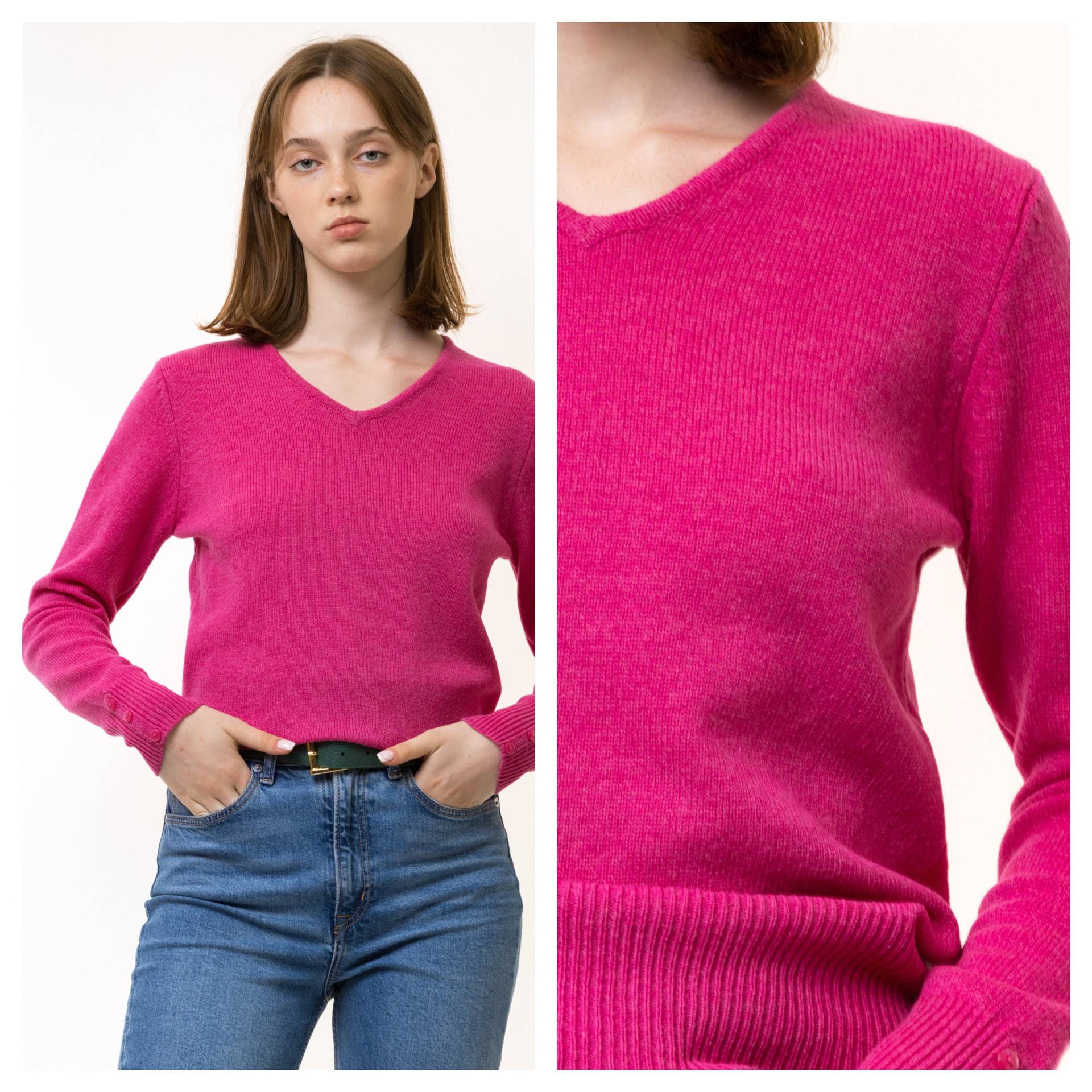 90Er Vintage Damen 100% Wolle Tulchan Pink Retro Pullover Top in Medium/ Wollpullover von MoodGirlsUA