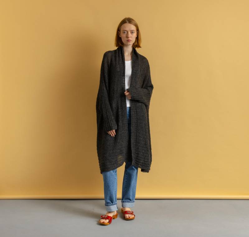 90Er Vintage Damen Alpaka Handarbeit Aus Peru Cardigan Pullover Top in M Medium/ Grau von MoodGirlsUA