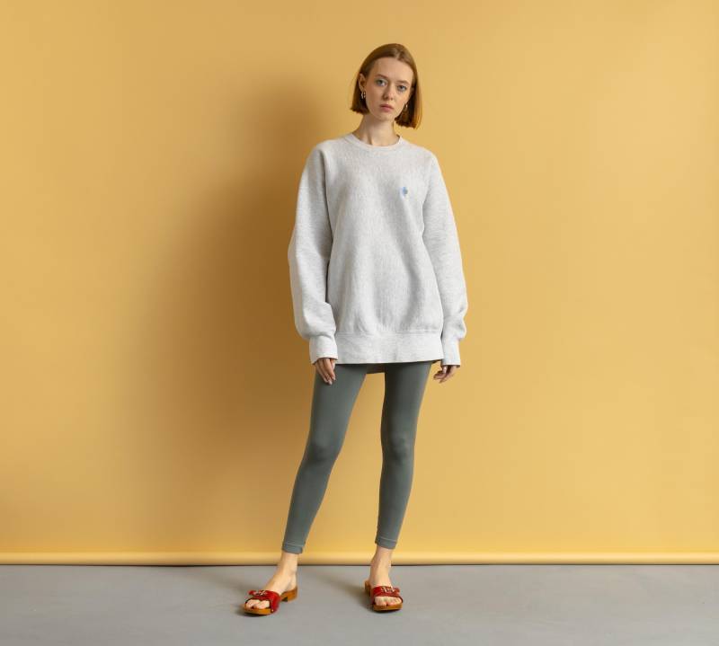 90Er Vintage Lee Grey Small Logo Relaxed Fit Oversized Sweatshirt Pullover Rave Gr. L Groß Made in Usa von MoodGirlsUA