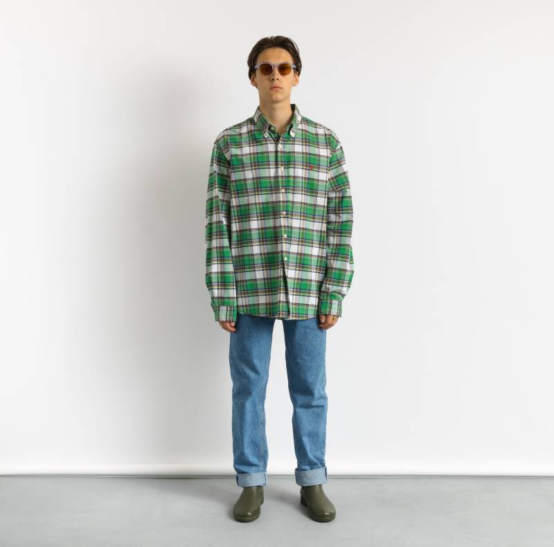 90Er Vintage Mann Ralph Lauren Grün Kariertes Regular Fit Hemd Größe Xxl Passform von MoodGirlsUA