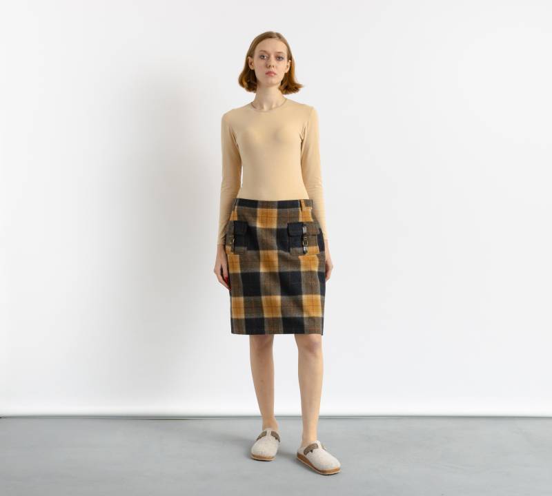 Vintage-Minirock Aus Wolle Im 90Er-Jahre-Karo-stil, Bleistiftrocklänge, Größe 42 | Entspricht Medium von MoodGirlsUA