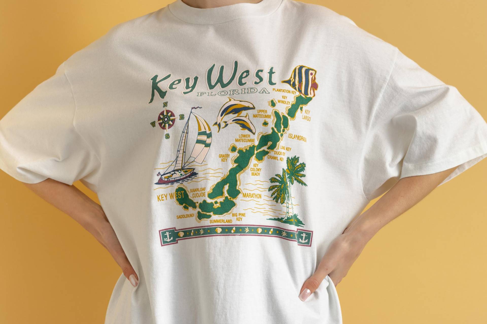 90Er Vintage Unisex Florida Weiß Grafikdruck Rundhals Sommer Kleidung Rave Regenbogen Tshirt Größe Xl von MoodGirlsUA