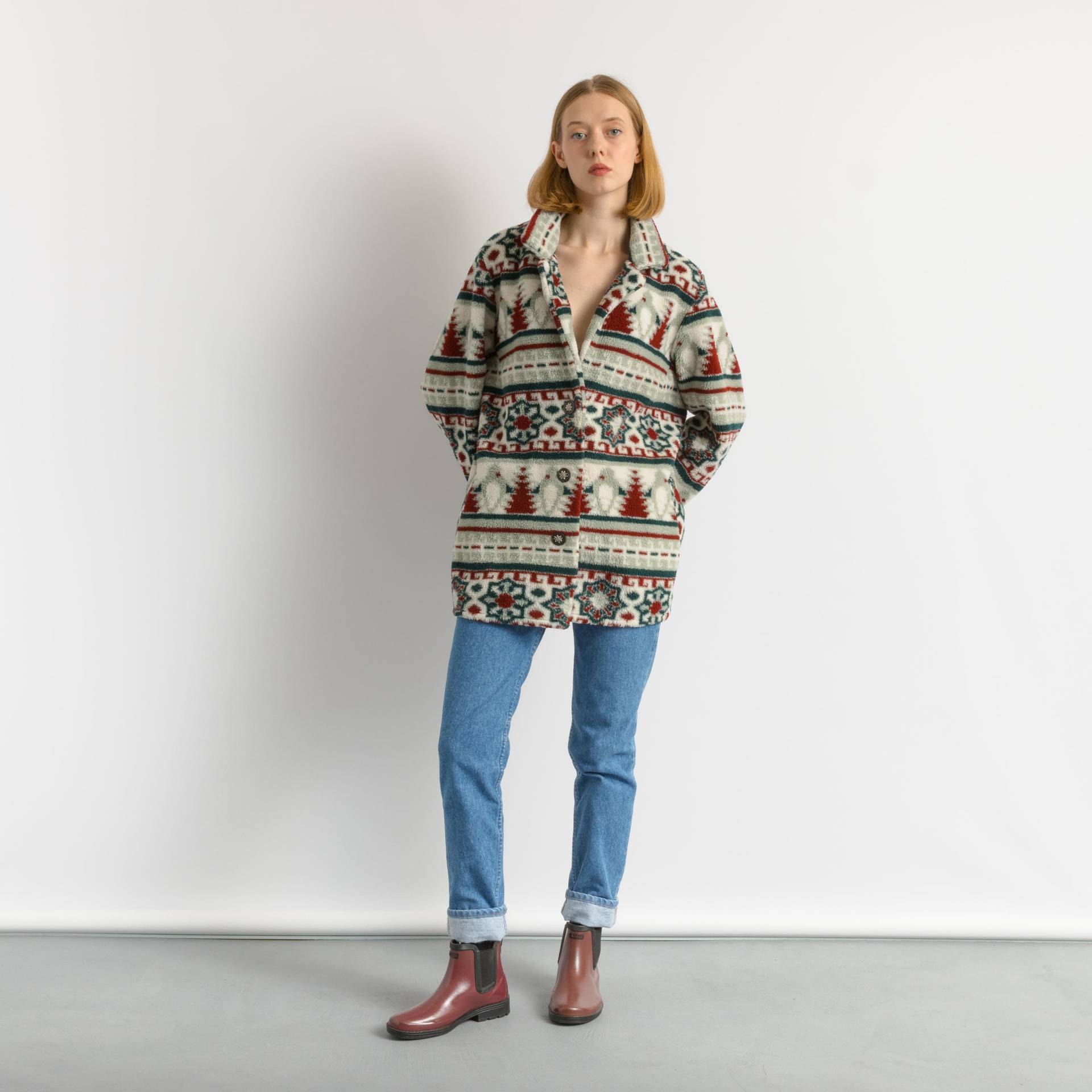 90Er Vintage Vtg Seltene Frau Warme Outwear Fleece Knöpfe Up Jacke Langarm Shirt Top Reißverschluss Größe S M Freundin Geschenk von MoodGirlsUA