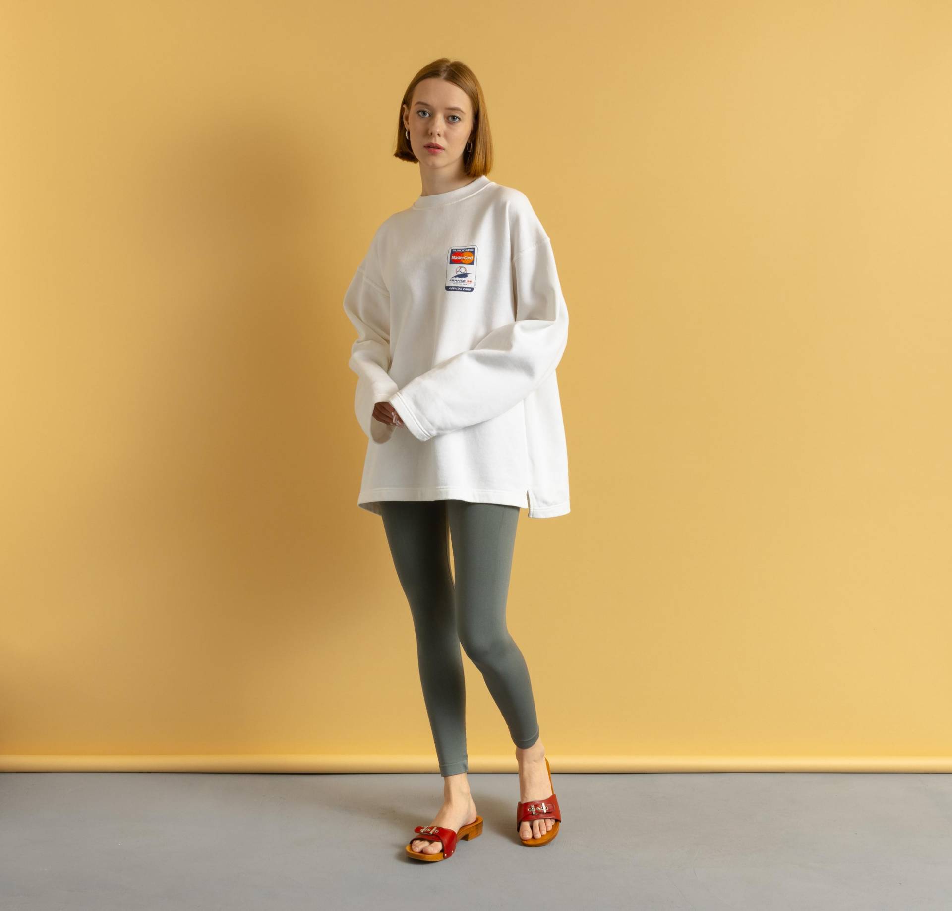 98S Vintage Unisex Weißer Frankreich 98 Wm-Sweatshirt-Pullover, Lockere Passform, Oversized-Schnitt, Größe Xl von MoodGirlsUA