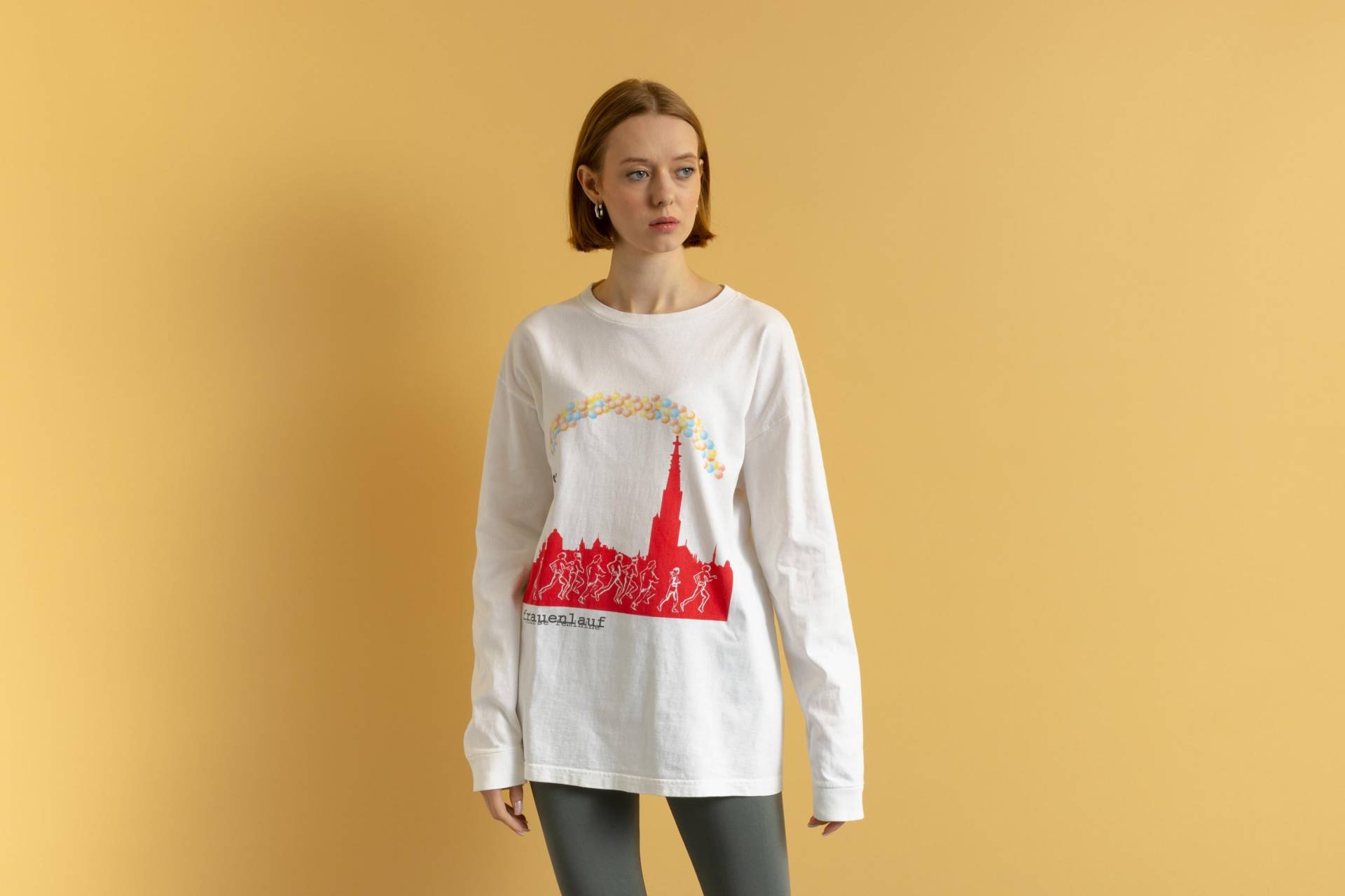 Adidas Marathon Vintage Sweatshirt Mit Grafikprint, Weiß, Leicht, Langärmelig, Herren, Größe M von MoodGirlsUA