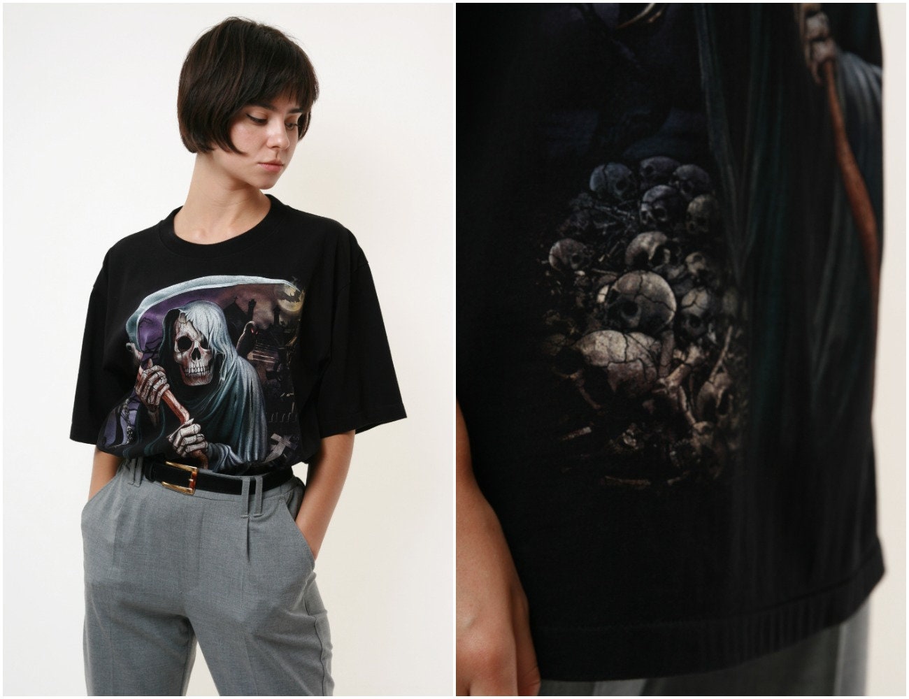 Baumwolle Rock Eagle Figure 90Er Jahre Vintage Grafik Druck T-Shirt 17496 von MoodGirlsUA