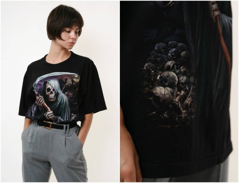 Baumwolle Rock Eagle Figure 90Er Jahre Vintage Grafik Druck T-Shirt 17496 von MoodGirlsUA