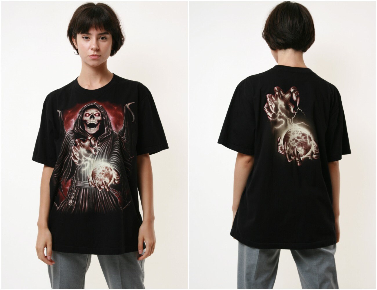 Baumwolle Rock Eagle Sphere 90Er Jahre Vintage Grafik Druck T-Shirt 17497 von MoodGirlsUA