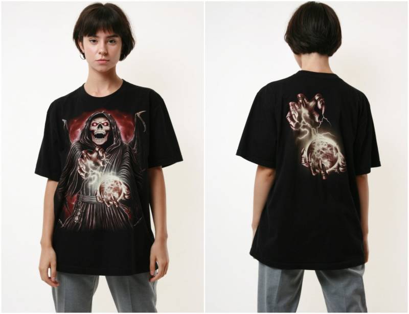 Baumwolle Rock Eagle Sphere 90Er Jahre Vintage Grafik Druck T-Shirt 17497 von MoodGirlsUA