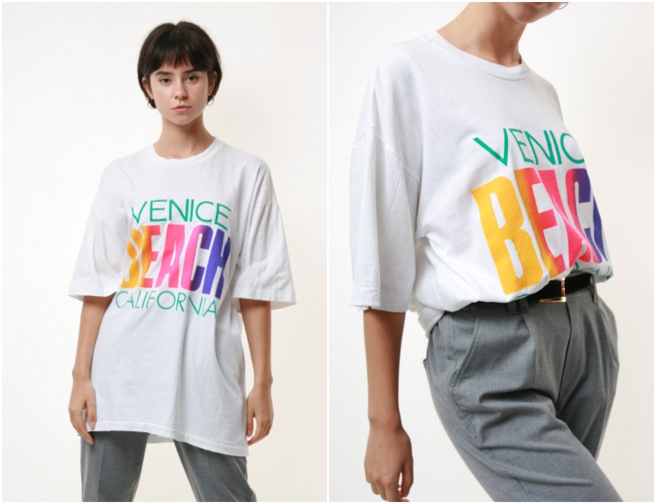 Baumwolle Venice California 90Er Jahre Vintage Grafik Druck T-Shirt 17504 von MoodGirlsUA