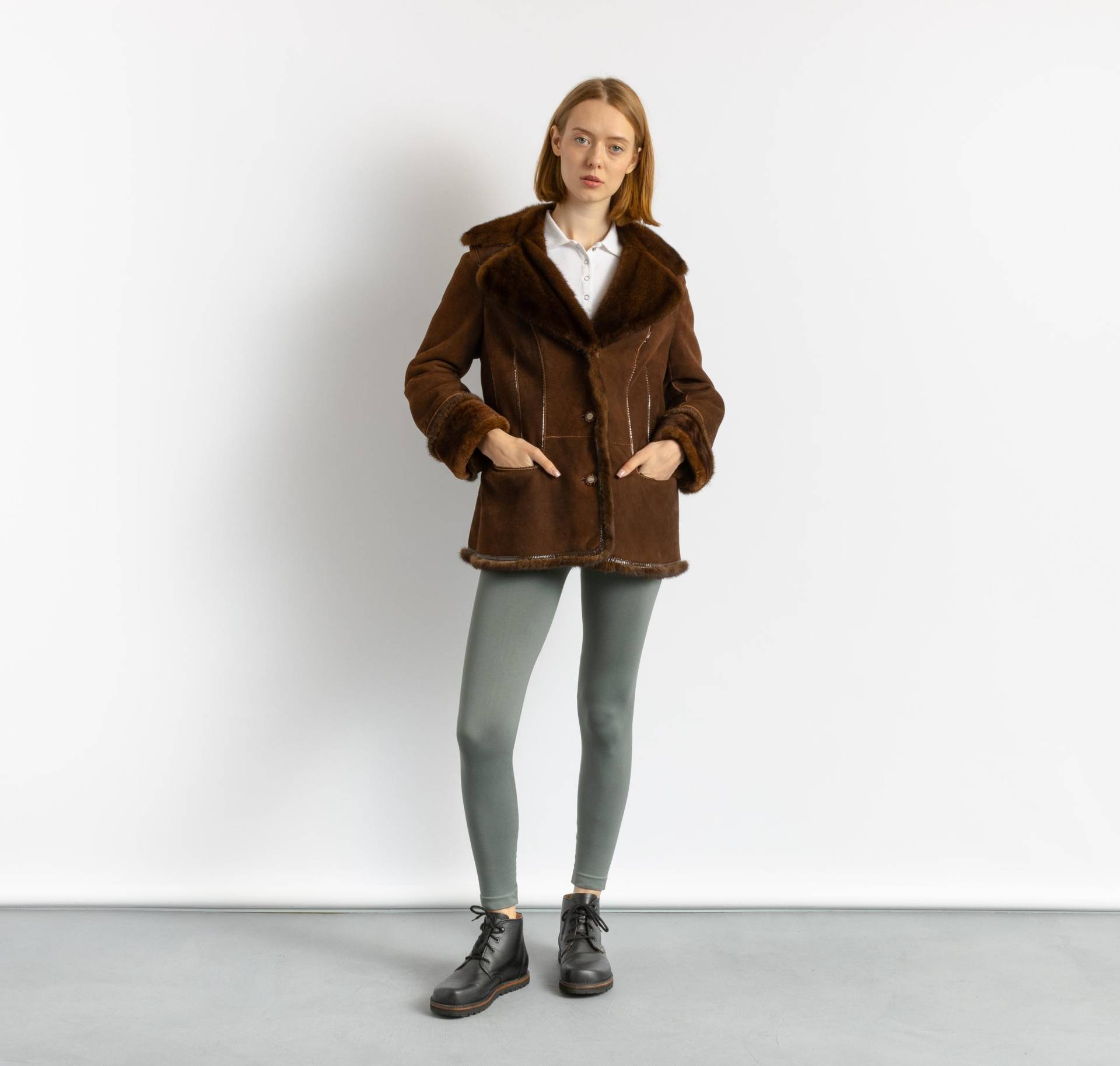 Damen Schaffellmantel 90Er Jahre, Größe M, Nerz Wildleder Vintage Mantel, Deadstock Neu Mit Anhängern, Getragen Im Shearling Nachhaltige Winter von MoodGirlsUA