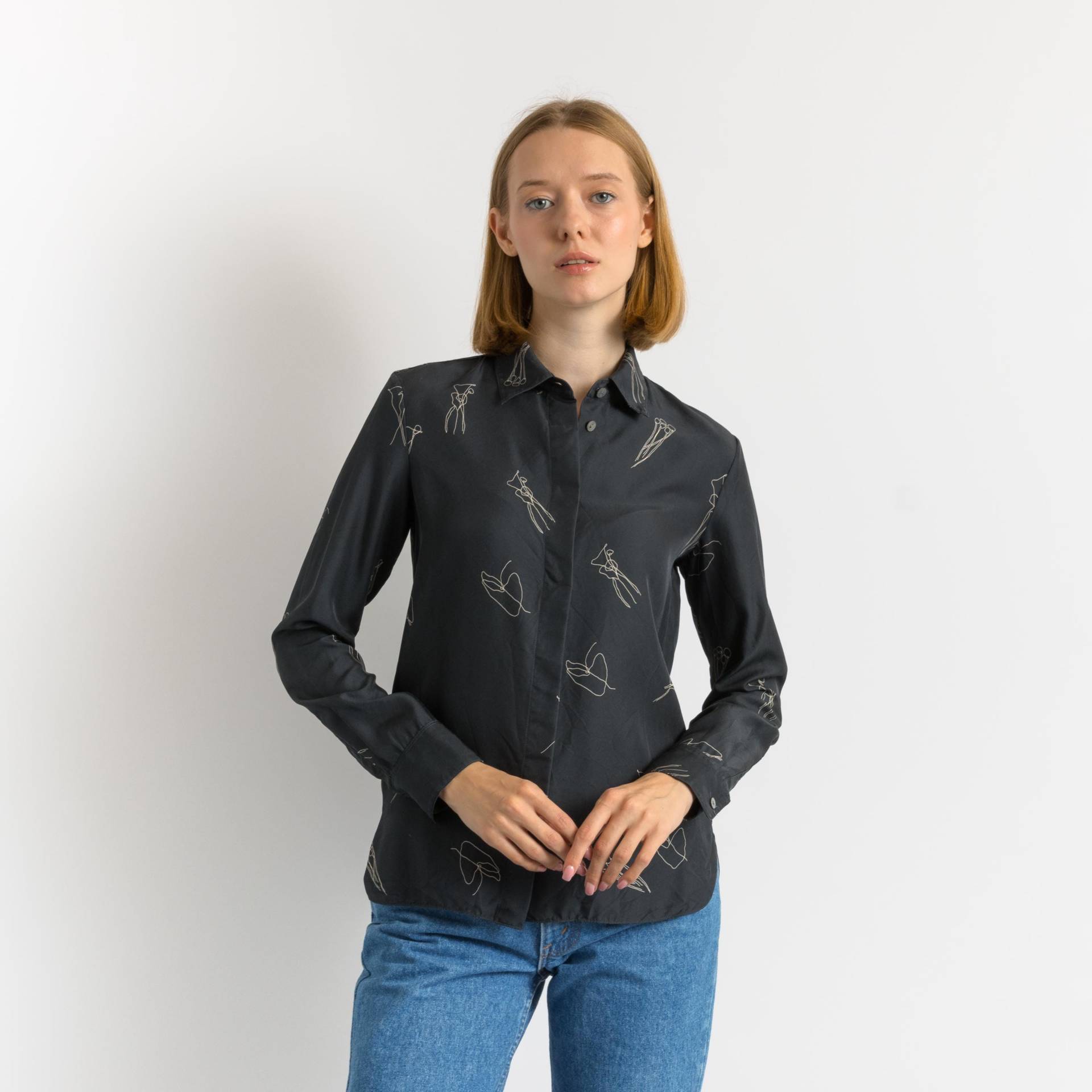 Gebrauchte Theory All Silk Made Casual Wear Regular Fit Kleine Schwarze Hemdbluse Klein von MoodGirlsUA