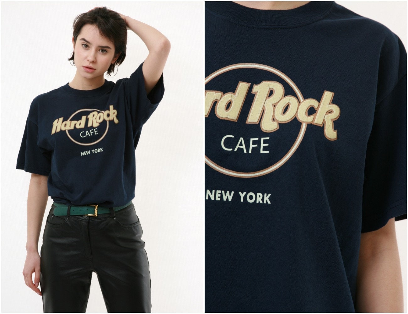 Hard Rock Cafe New York Vintage Oldschool Grafik Druck Blau Herren Kleidung Logo Kurze Ärmel T-Shirt T-Shirt 18249 von MoodGirlsUA