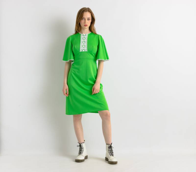 Kleines Rosa Babydoll-Minikleid Aus Den 60Ern, Grünes Vintage-Kleid Mit Langen Ärmeln, A-Linie, Bindeband Hinten von MoodGirlsUA