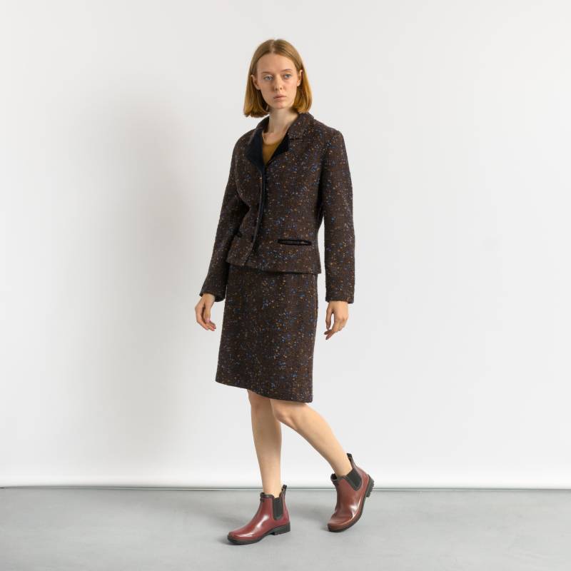 Louis Feraud Vintage Wollrockanzug, 1980Er Wolle Louis Feraud Brauner Rockanzug, Eleganter Damen Blazeranzug von MoodGirlsUA
