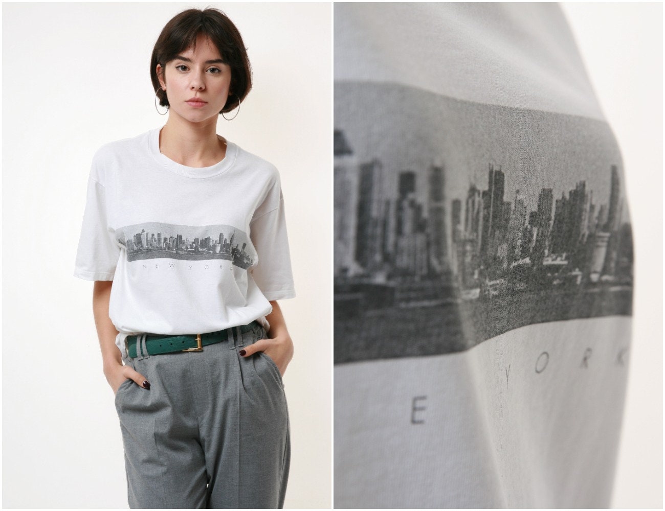 New York Grafik, Hergestellt in Den Usa, Vintage-Baumwoll-T-Shirt 17843 von MoodGirlsUA