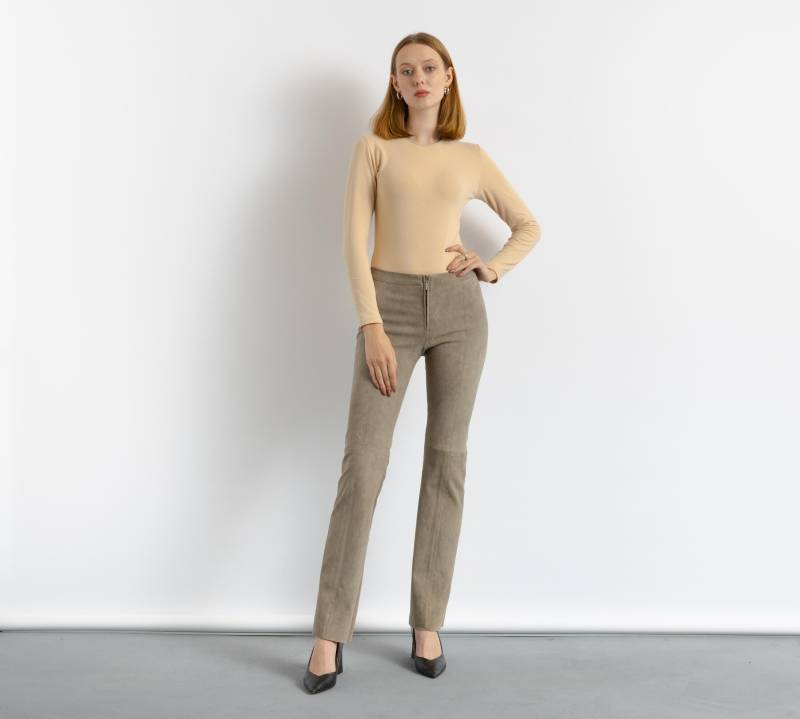 Plein Sud Vintage 1990Er High Rise Beige Wildlederhose Mit Hoher Taille, Größe 36, Passt Klein von MoodGirlsUA