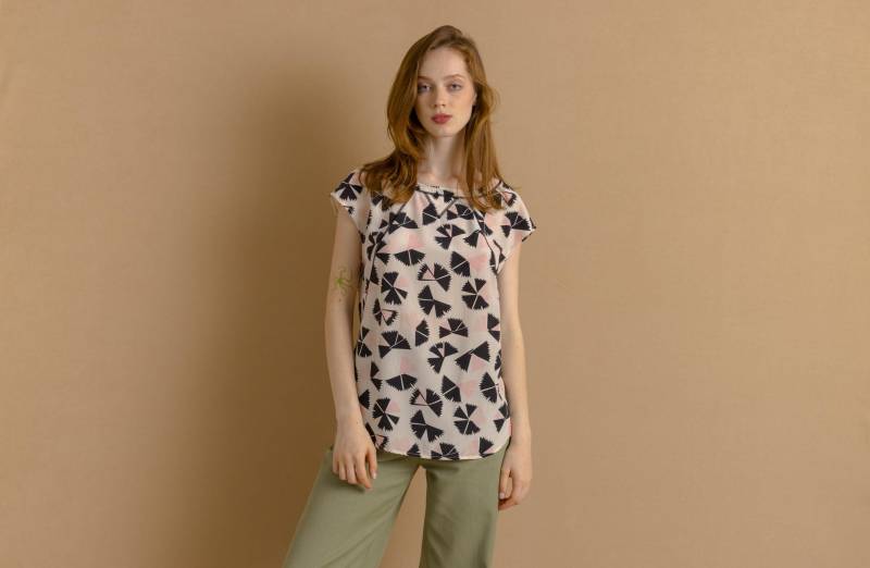 Preloved Vintage Frau Marc Jacobs Seidentop Y2K Womenswear Abstrakte Bluse von MoodGirlsUA