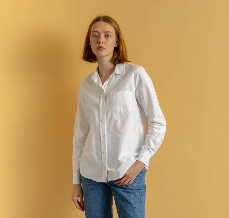 Sezane Weiße Bluse, Baumwollhemd, 00Er Jahre Classic Button Up, Langarmhemd Für Damen, Größe 36 Klein von MoodGirlsUA