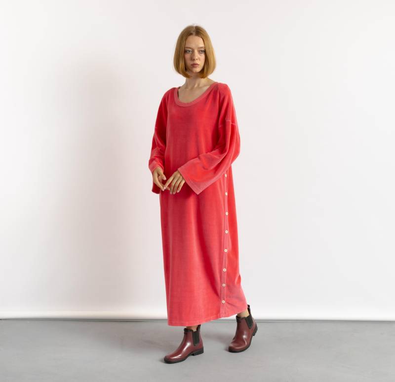 Sonia Rykiel Paris Rosa Samt Langes Maxikleid/ Vintage 80Er Kleid/Vintage Maxi Velours Kleid Größe Medium von MoodGirlsUA