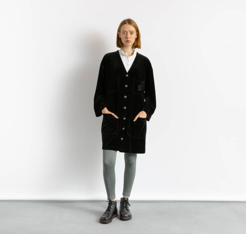 Sonia Rykiel Paris Schwarzer Samt Langer Cardigan/Vintage Cardigan von MoodGirlsUA