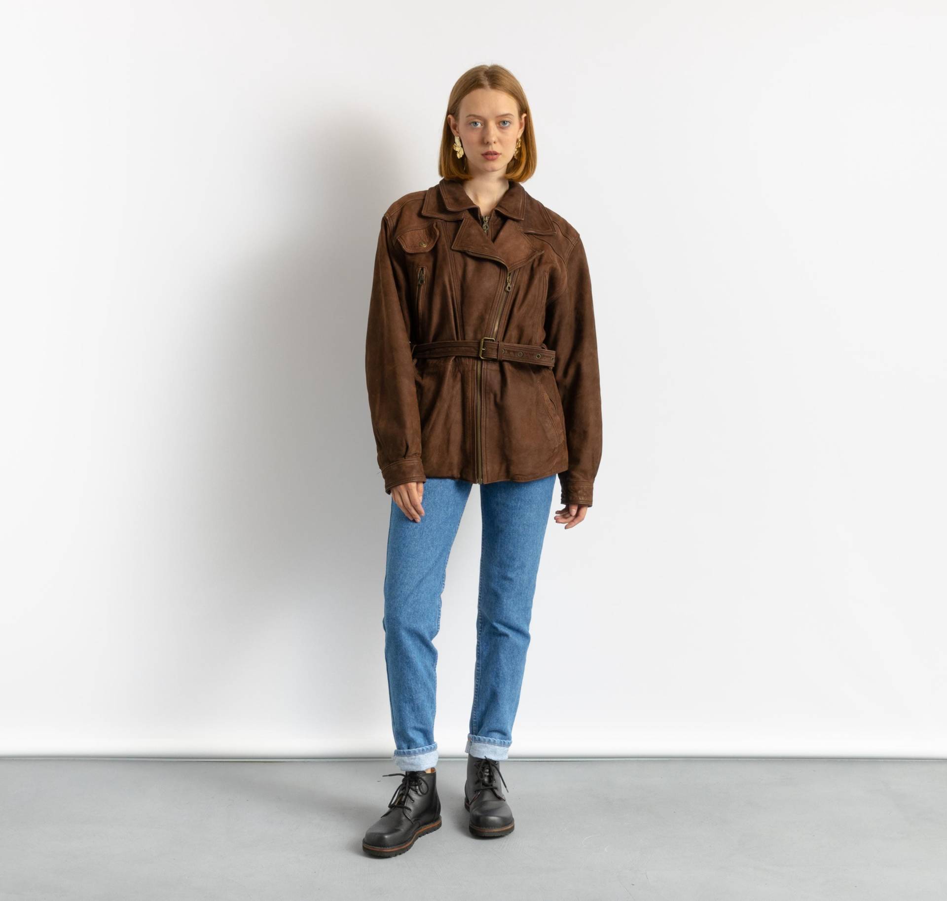 Tatanka Gepolsterte Bikerjacke 80Er, Größe Groß M, Vintage Damen Bikerjacke, Motorrad Lederjacke, Distressed Biker 80Er von MoodGirlsUA