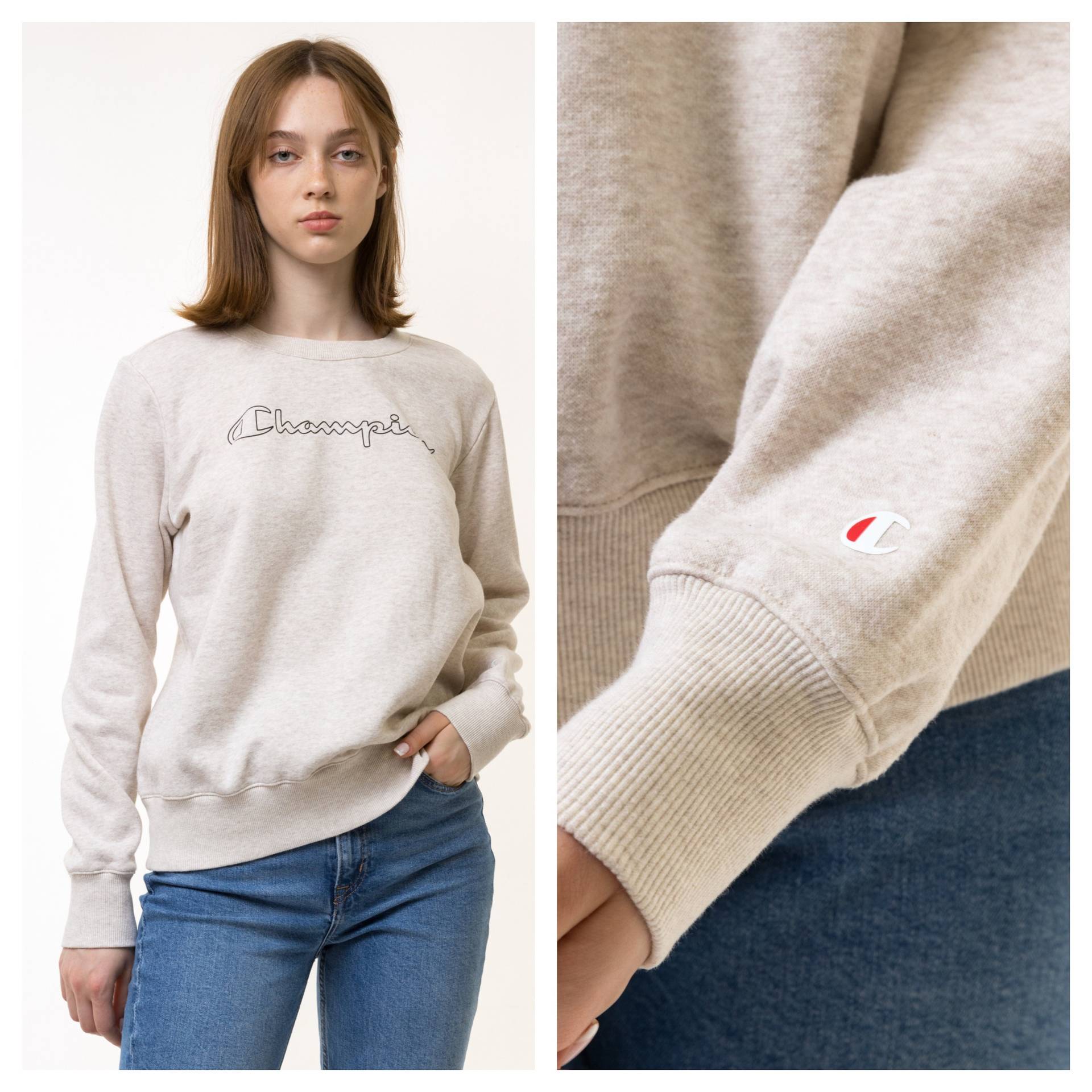 Vintage 90Er Jahre Champion Big Logo Sweatshirt Schlichter Sportswear Pullover Crewneck Grau Größe Groß von MoodGirlsUA