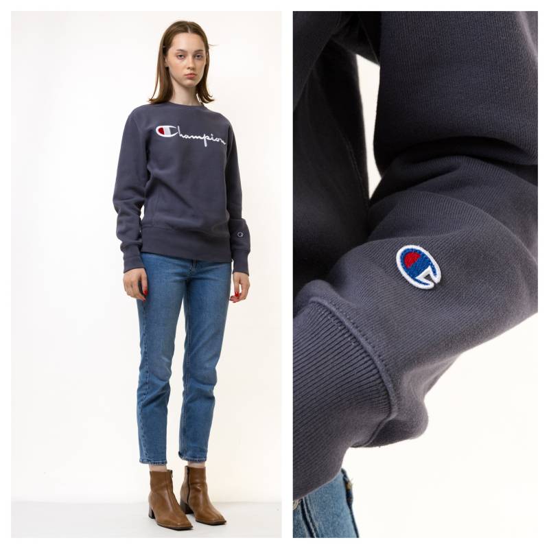 Vintage 90Er Jahre Champion Sweatshirt Crewneck Pullover Streetwear Logo Bestickter Graues von MoodGirlsUA