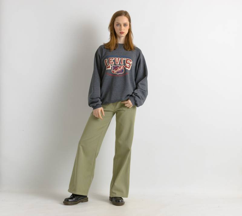 Vintage 90Er Jahre Levis Big Logo Grau Unisex Herren Print Sweatshirt Größe Xlarge Rave Clothing Rundhalspullover von MoodGirlsUA