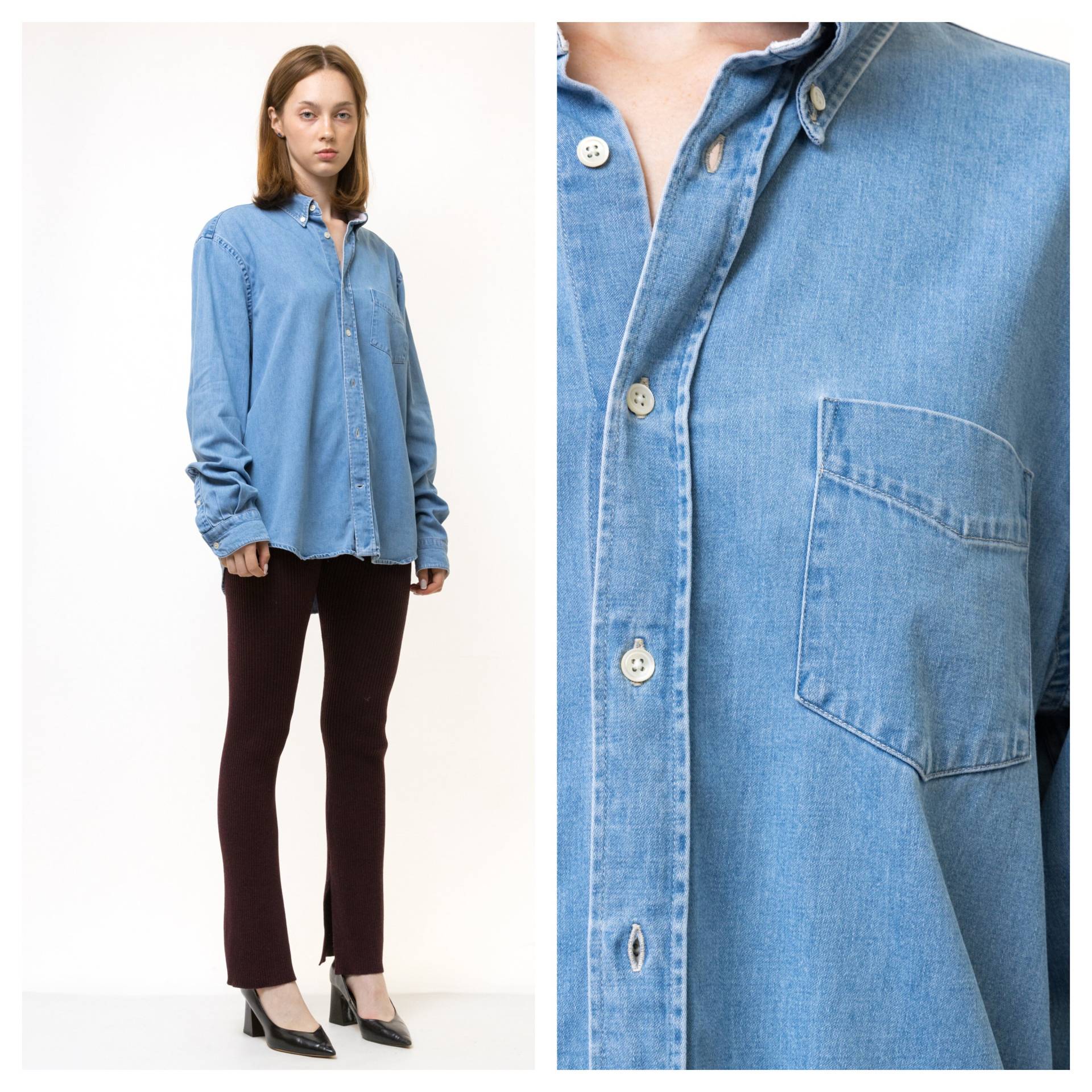 Vintage Acne Studios Baumwoll-Logo, Langärmeliges Damen-Hemd Mit Knöpfen/Unisex Cargo-Minimalist-Medium-Damenhemd von MoodGirlsUA