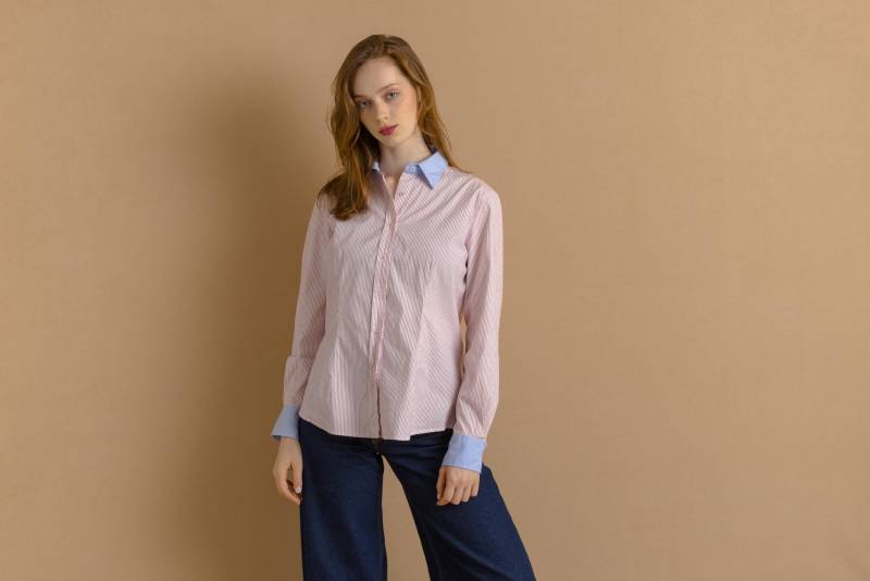 Vintage Bagutta Baumwolle Gestreiftes Langarm-Knöpfe-Unisex-Shirt/ Bagutta-Weiß-Rot-Shirt von MoodGirlsUA