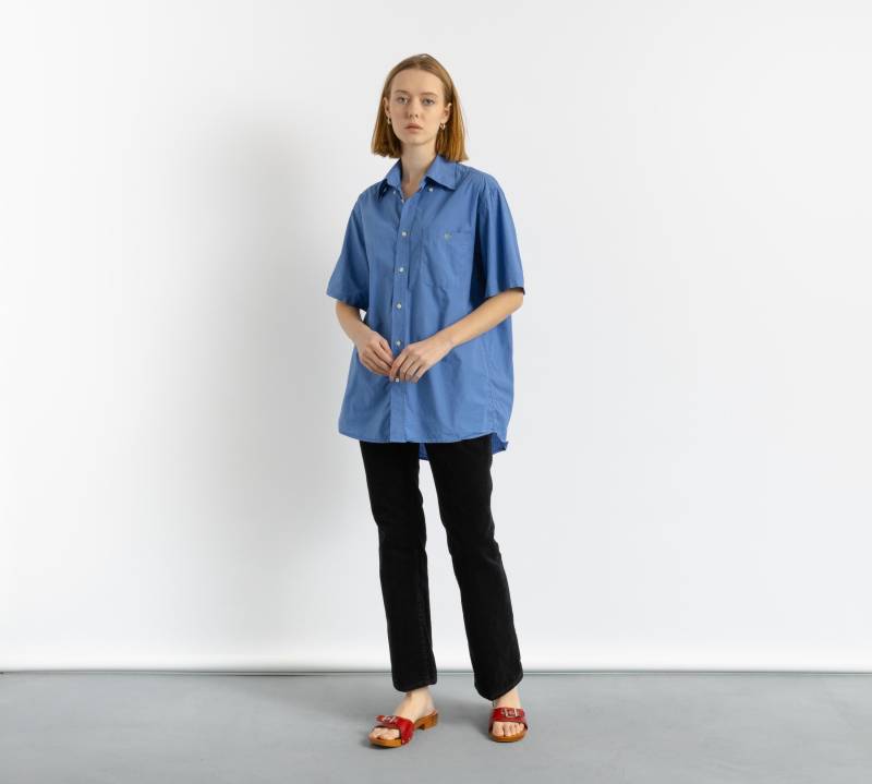 Vintage Blaues Lacoste Baumwoll Logo Kurzarm Knöpfe Up Unisex Shirt/ Blau Großes Herren Shirt von MoodGirlsUA