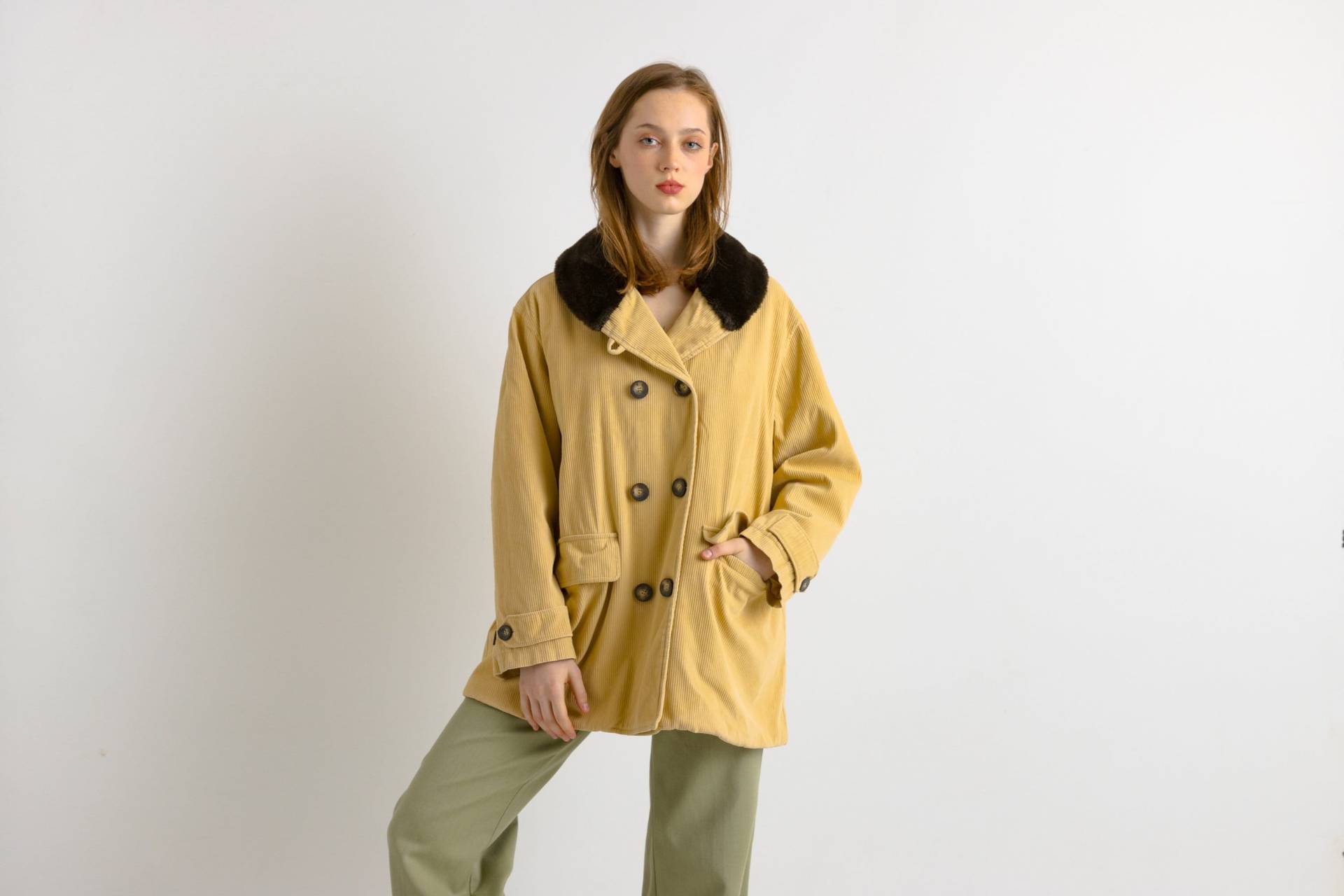 Vintage Cordjacke 80Er Damen Blau Lila Jacke Knöpfe Up Oberbekleidung Frühling Casual Minimalist Streetwear Kleidung Größe Medium von MoodGirlsUA